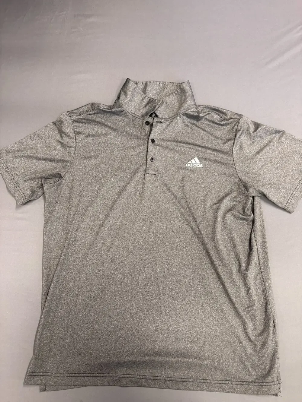Adidas Men’s Gray Short Sleeve Stretch Comfort Performance Polo Shirt Size L